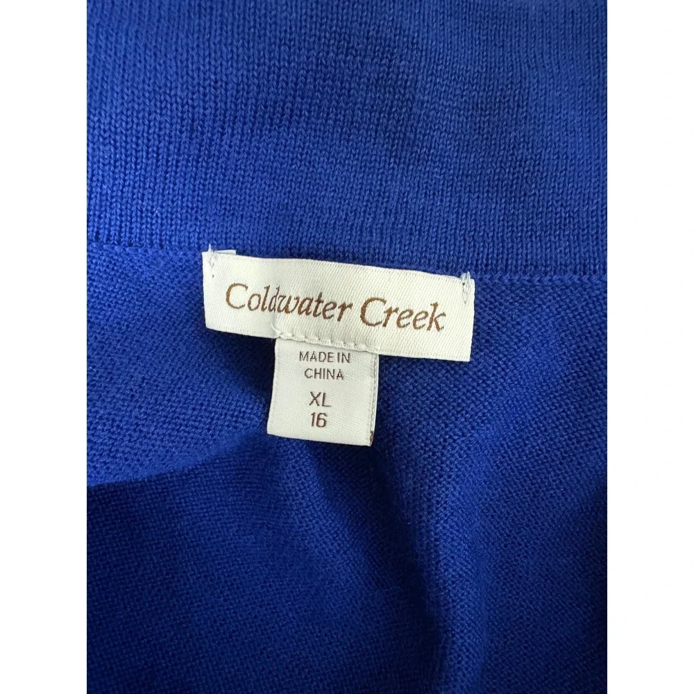 Coldwater Creek Royal Blue Merino Wool Blend Open Front Cardigan XL 16